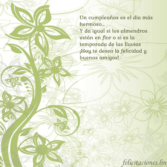 Tarjeta de cumpleaños con flores pintadas de verde Un cumpleaños es el día más hermoso...
Y da igual Tarjeta de cumpleaños con flores pintadas de verde