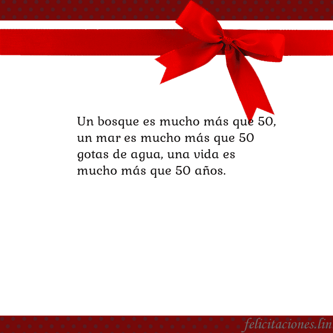 Tarjeta con cinta roja Un bosque es mucho más que 50, un mar es mucho más Tarjeta con cinta roja