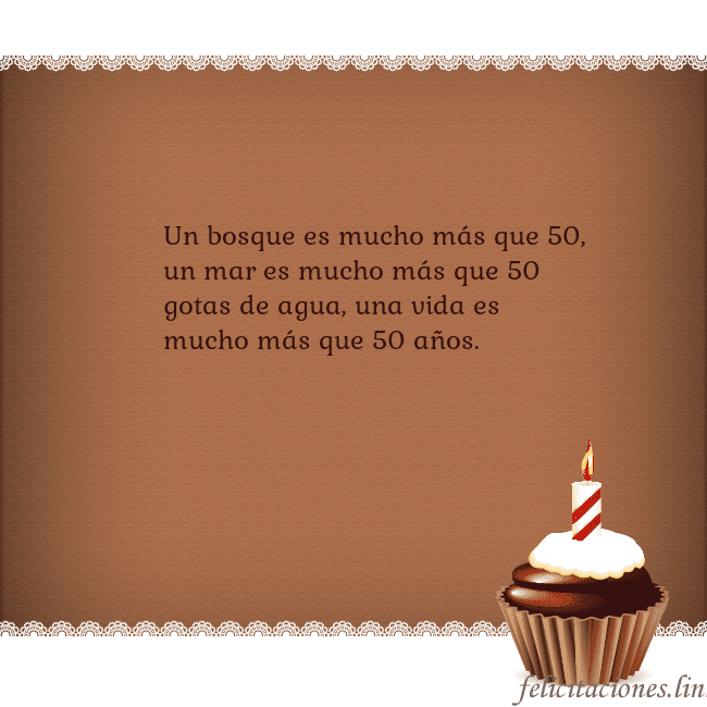 Tarjetas de cumpleaños con cupcake y vela Un bosque es mucho más que 50, un mar es mucho más Tarjetas de cumpleaños con cupcake y vela