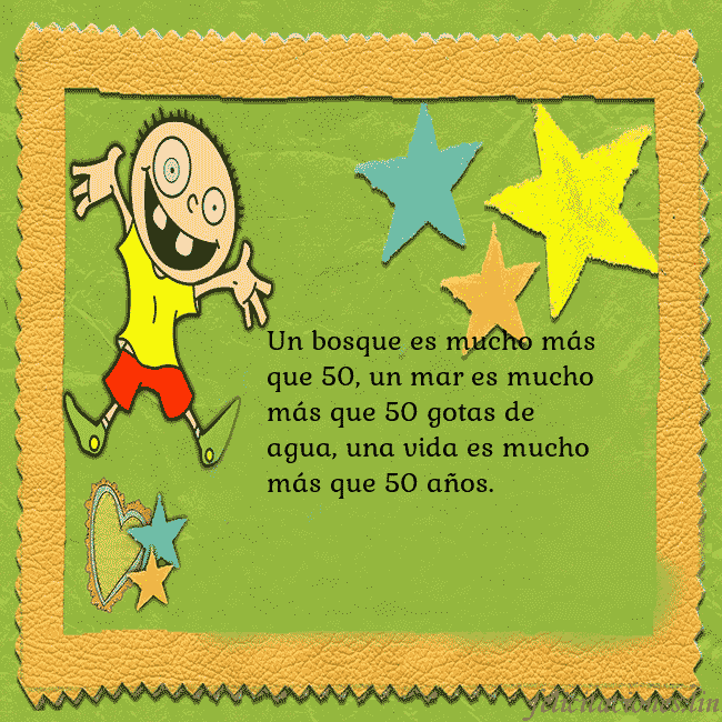 Tarjeta de cumpleaños con un chico divertido Un bosque es mucho más que 50, un mar es mucho más Tarjeta de cumpleaños con un chico divertido