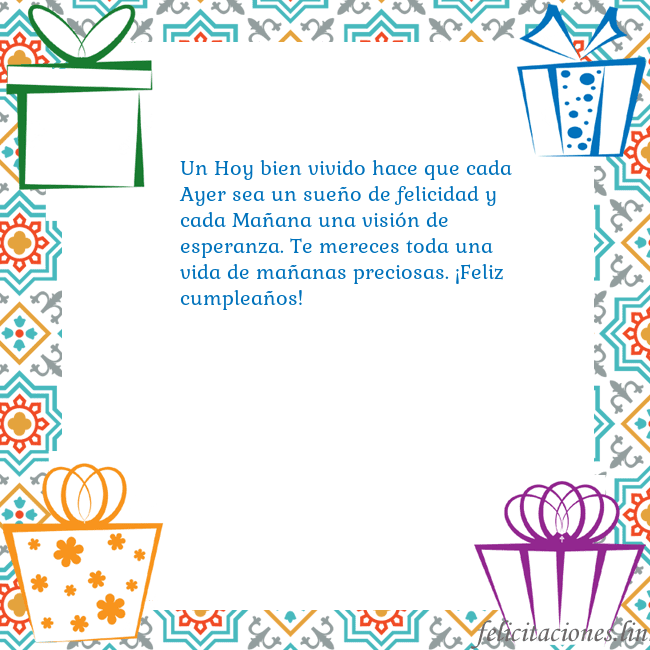 Tarjeta con regalos Un Hoy bien vivido hace que cada Ayer sea un sueño Tarjeta con regalos