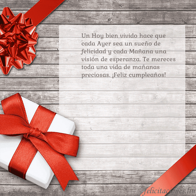 Tarjeta de cumpleaños con un regalo de cumpleaños Un Hoy bien vivido hace que cada Ayer sea un sueño Tarjeta de cumpleaños con un regalo de cumpleaños