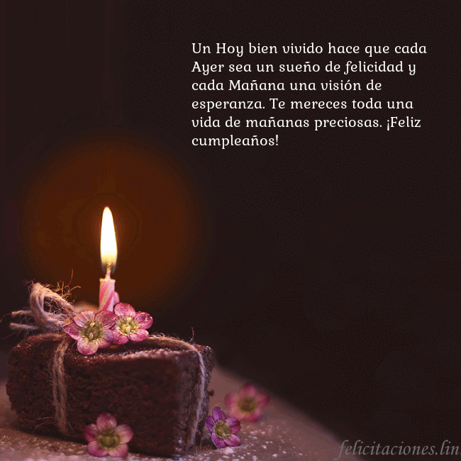 Postal animada: un pastel con una vela encendida