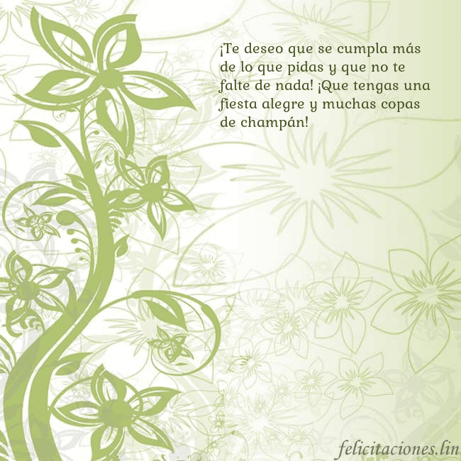 Tarjeta de cumpleaños con flores pintadas de verde