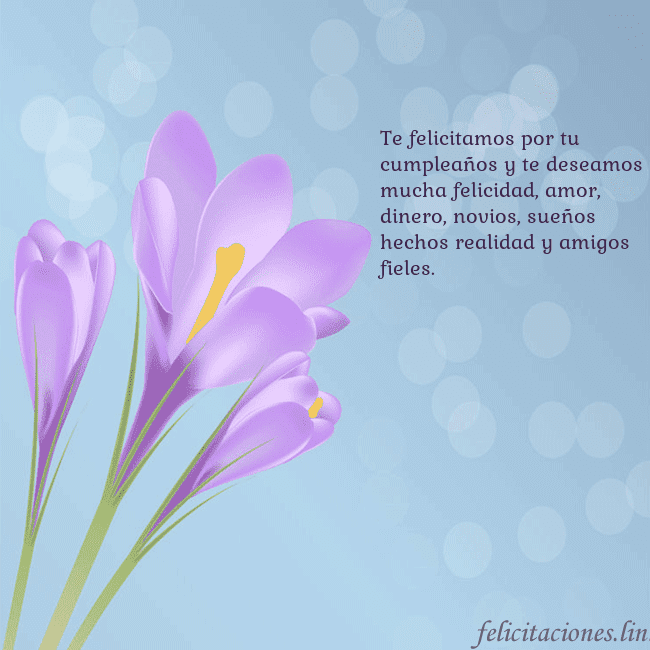 Tarjeta con crocus Te felicitamos por tu cumpleaños y te deseamos muc Tarjeta con crocus