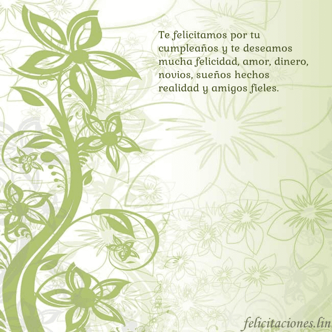 Tarjeta de cumpleaños con flores pintadas de verde