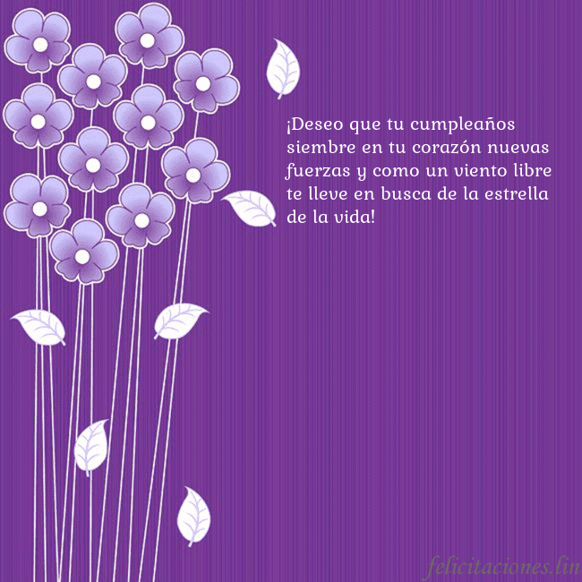 Tarjeta con flores violetas ¡Deseo que tu cumpleaños siembre en tu corazón nue Tarjeta con flores violetas