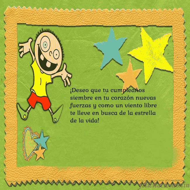 Tarjeta de cumpleaños con un chico divertido ¡Deseo que tu cumpleaños siembre en tu corazón nue Tarjeta de cumpleaños con un chico divertido