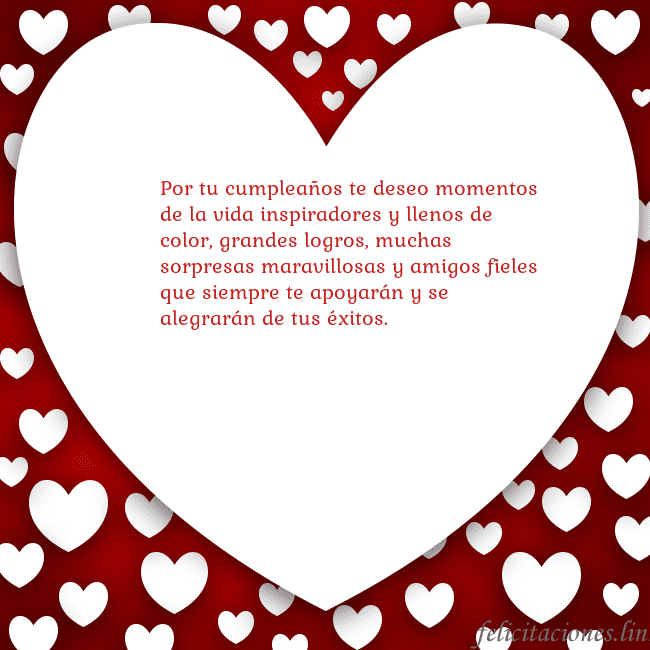 Tarjeta con un gran corazón Por tu cumpleaños te deseo momentos de la vida ins Tarjeta con un gran corazón