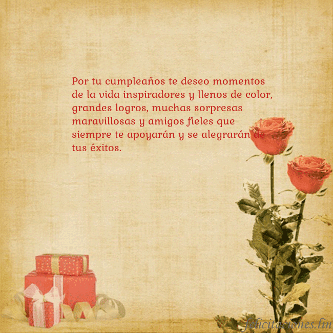 Tarjeta con rosas y regalos Por tu cumpleaños te deseo momentos de la vida ins Tarjeta con rosas y regalos