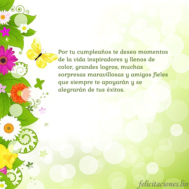Tarjeta con flores y mariposas Por tu cumpleaños te deseo momentos de la vida ins Tarjeta con flores y mariposas