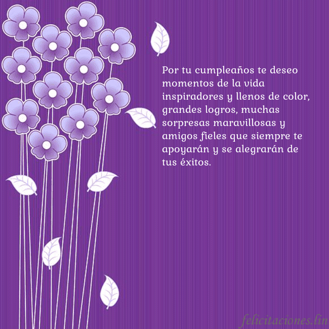 Tarjeta con flores violetas Por tu cumpleaños te deseo momentos de la vida ins Tarjeta con flores violetas