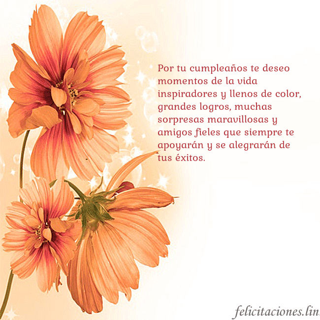 Tarjeta con flores naranjas Por tu cumpleaños te deseo momentos de la vida ins Tarjeta con flores naranjas