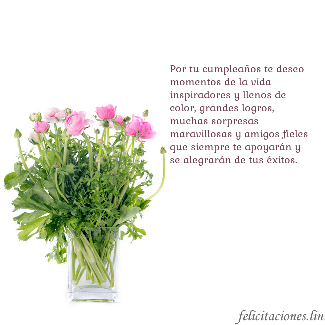Tarjeta con flores en un jarrón Por tu cumpleaños te deseo momentos de la vida ins Tarjeta con flores en un jarrón