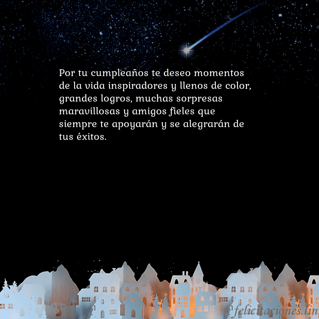 Tarjeta negra con un cometa Por tu cumpleaños te deseo momentos de la vida ins Tarjeta negra con un cometa