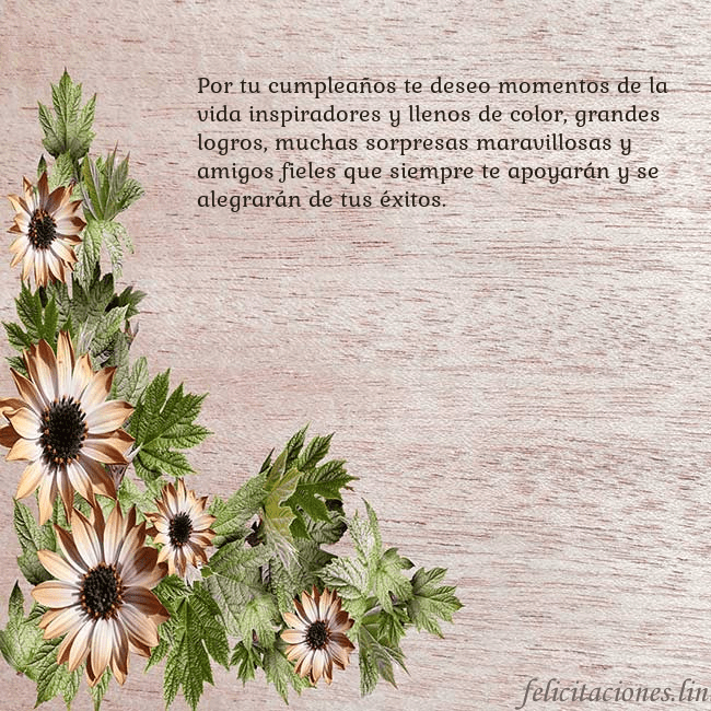 Tarjeta de cumpleaños con flores marrones Por tu cumpleaños te deseo momentos de la vida ins Tarjeta de cumpleaños con flores marrones