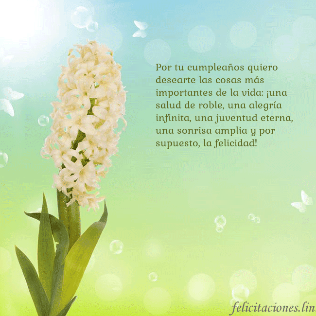 Tarjeta con jacinto Por tu cumpleaños quiero desearte las cosas más im Tarjeta con jacinto