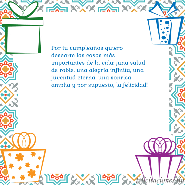 Tarjeta con regalos Por tu cumpleaños quiero desearte las cosas más im Tarjeta con regalos