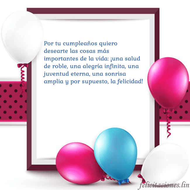 Tarjeta con globos Por tu cumpleaños quiero desearte las cosas más im Tarjeta con globos