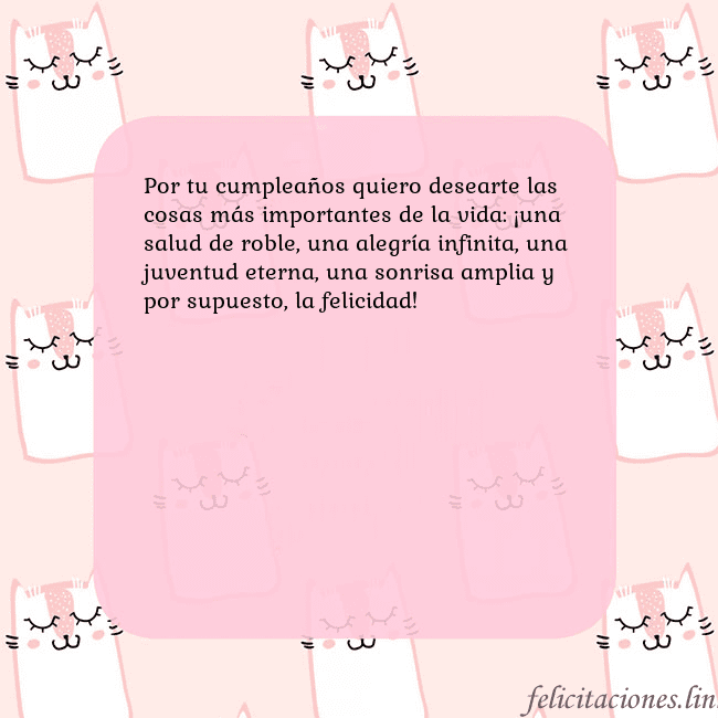 Tarjeta de cumpleaños rosa con gatos divertidos Por tu cumpleaños quiero desearte las cosas más im Tarjeta de cumpleaños rosa con gatos divertidos