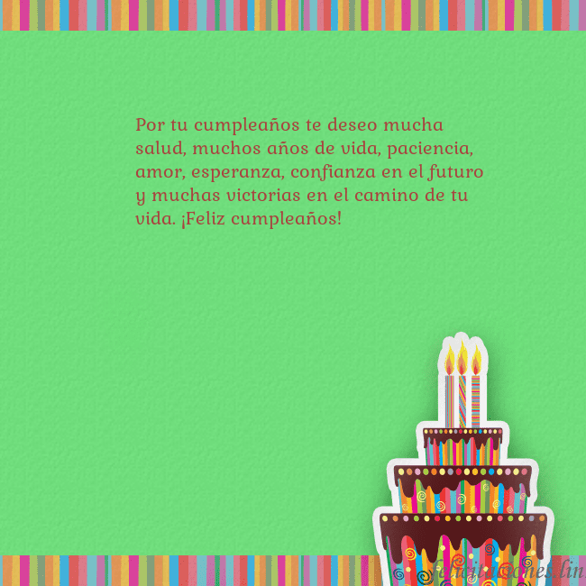 Tarjetas de cumpleaños verde con pastel y vela Por tu cumpleaños te deseo mucha salud, muchos año Tarjetas de cumpleaños verde con pastel y vela