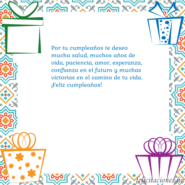 Tarjeta con regalos Por tu cumpleaños te deseo mucha salud, muchos año Tarjeta con regalos