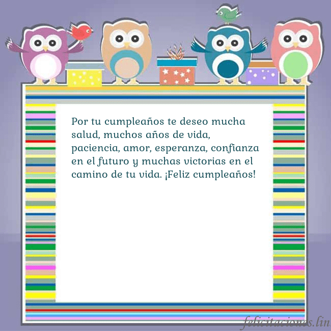 Tarjeta con búhos Por tu cumpleaños te deseo mucha salud, muchos año Tarjeta con búhos