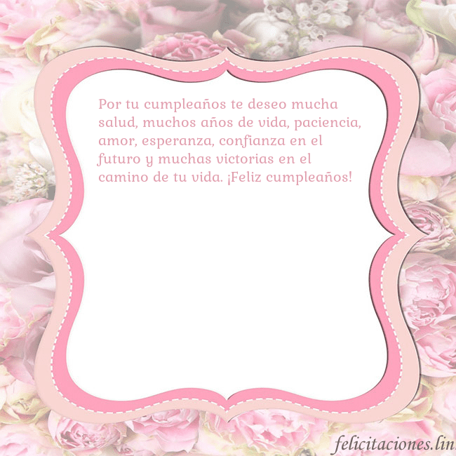 Tarjeta de cumpleaños - marco rosa Por tu cumpleaños te deseo mucha salud, muchos año Tarjeta de cumpleaños - marco rosa