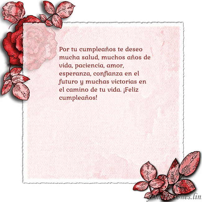 Tarjeta de cumpleaños vintage con rosas rojas Por tu cumpleaños te deseo mucha salud, muchos año Tarjeta de cumpleaños vintage con rosas rojas