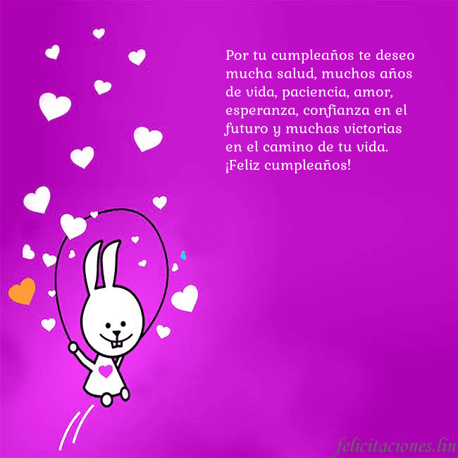Tarjeta de cumpleaños con un gracioso conejito Por tu cumpleaños te deseo mucha salud, muchos año Tarjeta de cumpleaños con un gracioso conejito