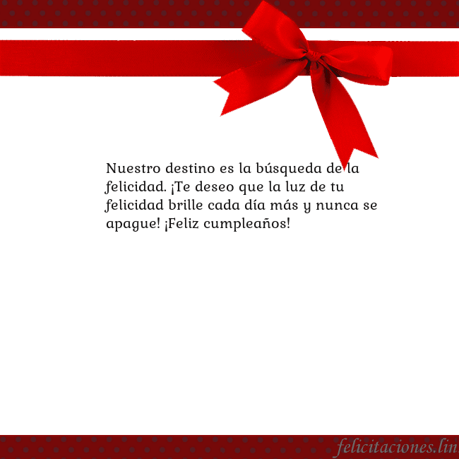 Tarjeta con cinta roja Nuestro destino es la búsqueda de la felicidad. ¡T Tarjeta con cinta roja