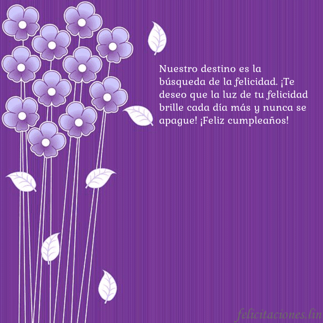 Tarjeta con flores violetas Nuestro destino es la búsqueda de la felicidad. ¡T Tarjeta con flores violetas