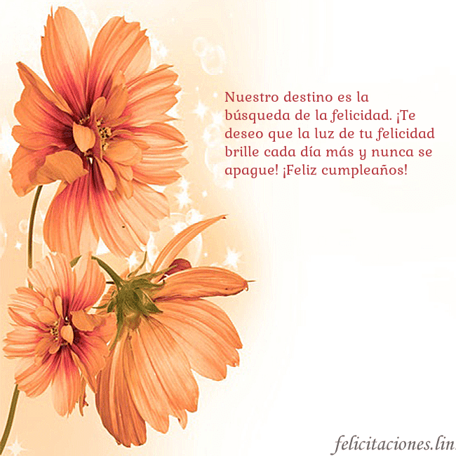 Tarjeta con flores naranjas Nuestro destino es la búsqueda de la felicidad. ¡T Tarjeta con flores naranjas