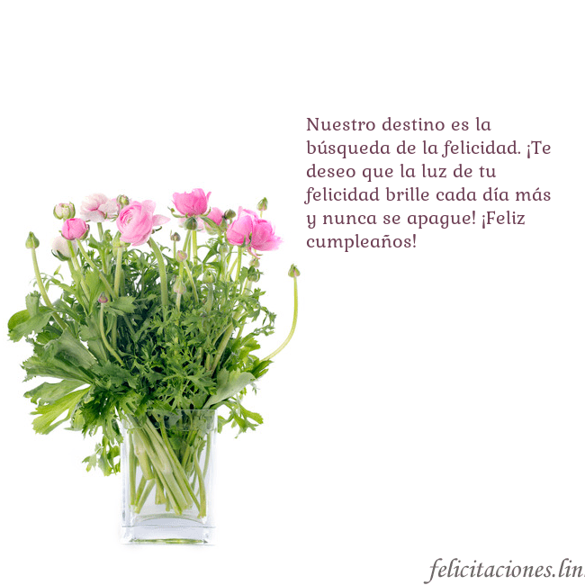 Tarjeta con flores en un jarrón Nuestro destino es la búsqueda de la felicidad. ¡T Tarjeta con flores en un jarrón