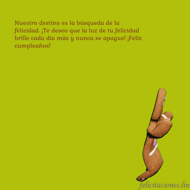 Postal electrónica animada con pan de jengibre bailando Nuestro destino es la búsqueda de la felicidad. ¡T Postal electrónica animada con pan de jengibre bailando