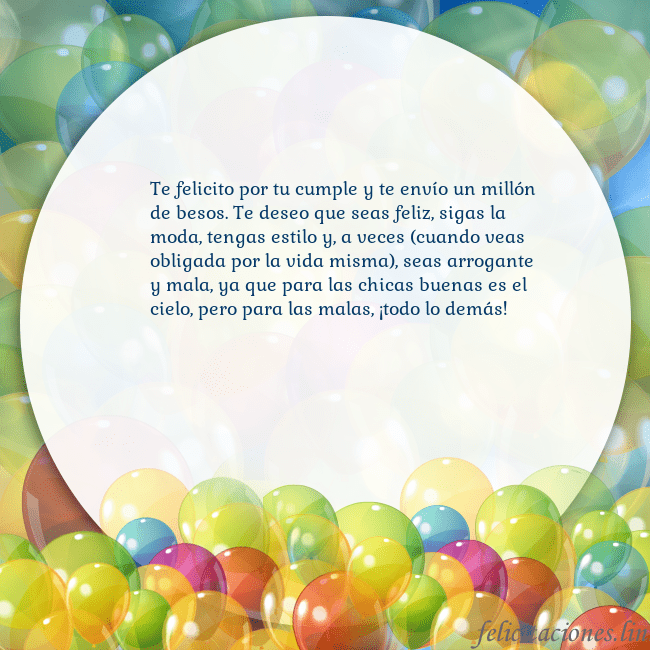 Tarjeta con muchos globos de colores Te felicito por tu cumple y te envío un millón de Tarjeta con muchos globos de colores