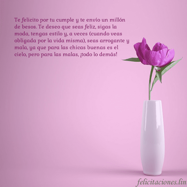Postal electrónica con peonía en jarrón Te felicito por tu cumple y te envío un millón de Postal electrónica con peonía en jarrón