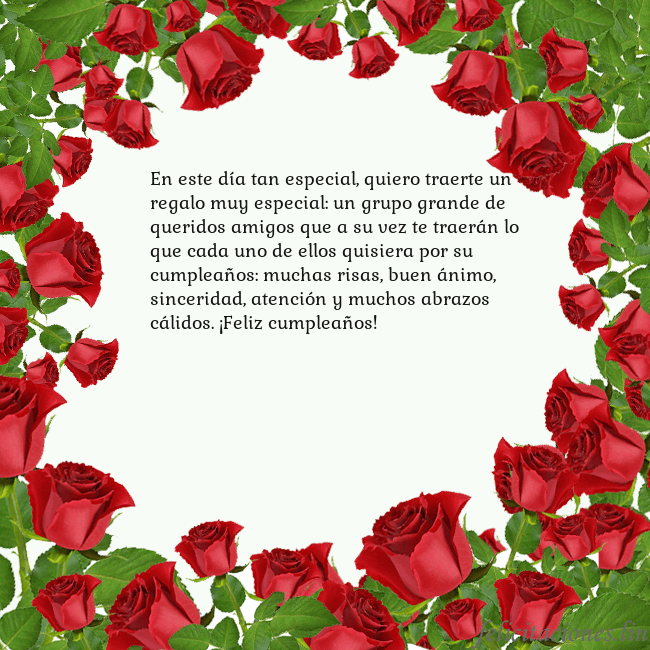 Tarjeta con con muchas rosas En este día tan especial, quiero traerte un regalo Tarjeta con con muchas rosas