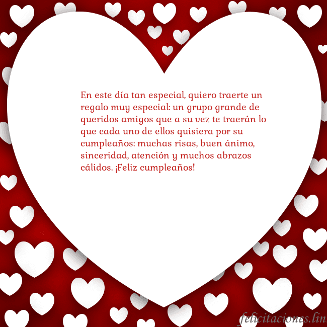 Tarjeta con un gran corazón En este día tan especial, quiero traerte un regalo Tarjeta con un gran corazón
