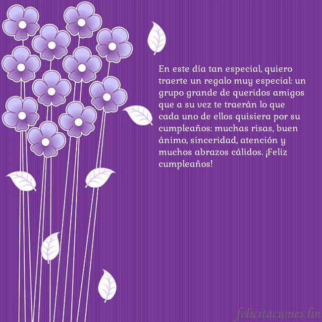 Tarjeta con flores violetas En este día tan especial, quiero traerte un regalo Tarjeta con flores violetas
