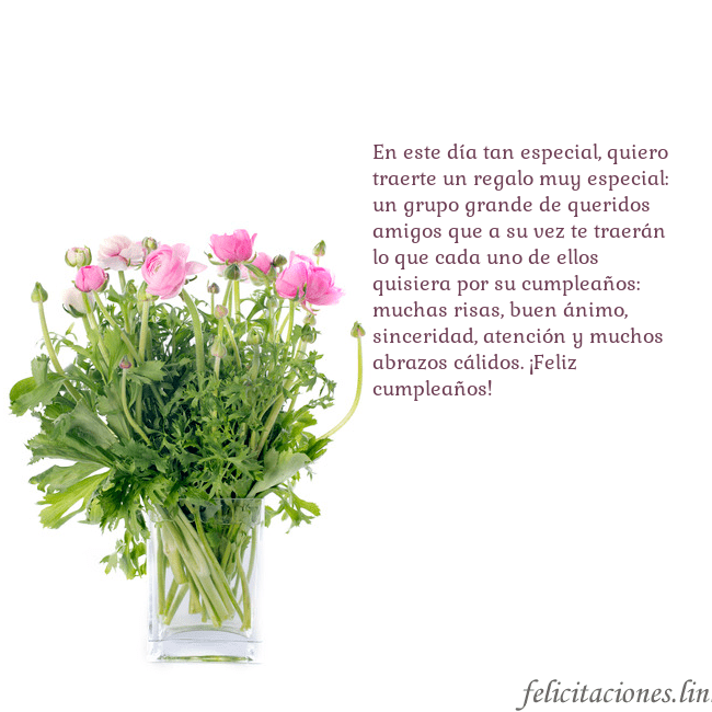 Tarjeta con flores en un jarrón En este día tan especial, quiero traerte un regalo Tarjeta con flores en un jarrón