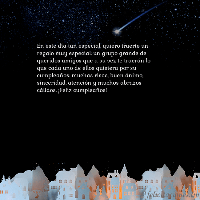 Tarjeta negra con un cometa En este día tan especial, quiero traerte un regalo Tarjeta negra con un cometa