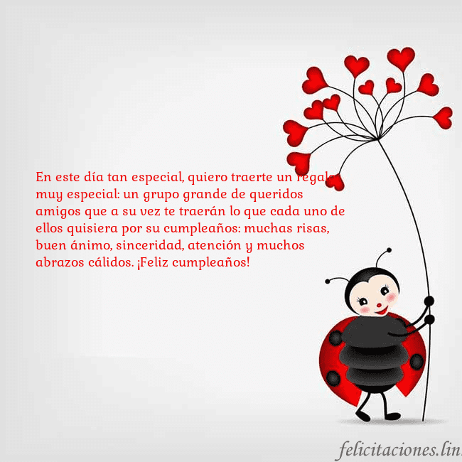Tarjeta con mariquita En este día tan especial, quiero traerte un regalo Tarjeta con mariquita