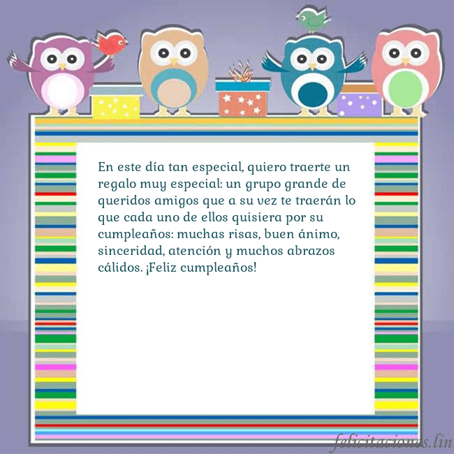 Tarjeta con búhos En este día tan especial, quiero traerte un regalo Tarjeta con búhos