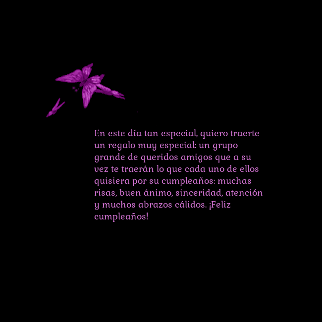Tarjeta de cumpleaños con mariposas volando En este día tan especial, quiero traerte un regalo Tarjeta de cumpleaños con mariposas volando