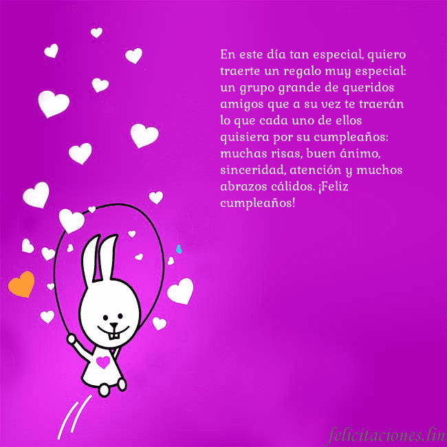 Tarjeta de cumpleaños con un gracioso conejito En este día tan especial, quiero traerte un regalo Tarjeta de cumpleaños con un gracioso conejito