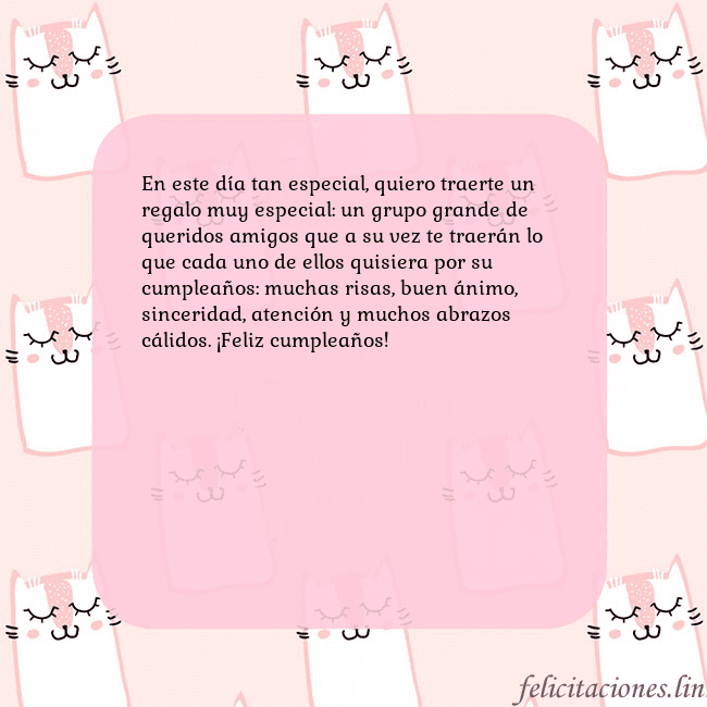 Tarjeta de cumpleaños rosa con gatos divertidos