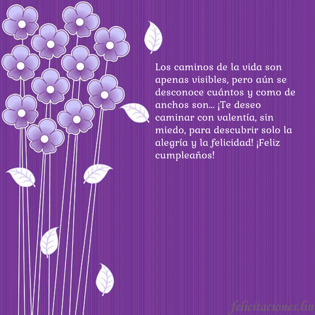 Tarjeta con flores violetas Los caminos de la vida son apenas visibles, pero a Tarjeta con flores violetas