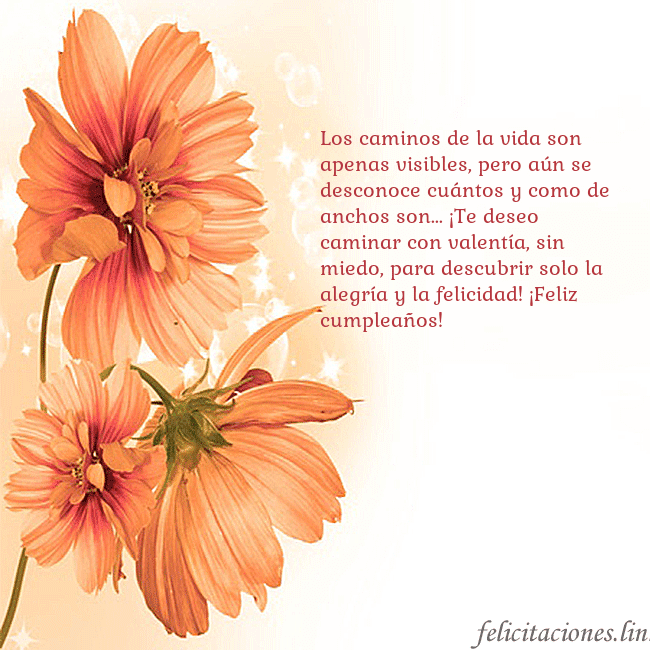 Tarjeta con flores naranjas Los caminos de la vida son apenas visibles, pero a Tarjeta con flores naranjas