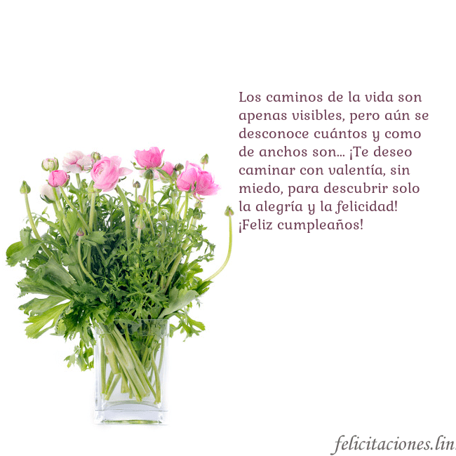 Tarjeta con flores en un jarrón Los caminos de la vida son apenas visibles, pero a Tarjeta con flores en un jarrón